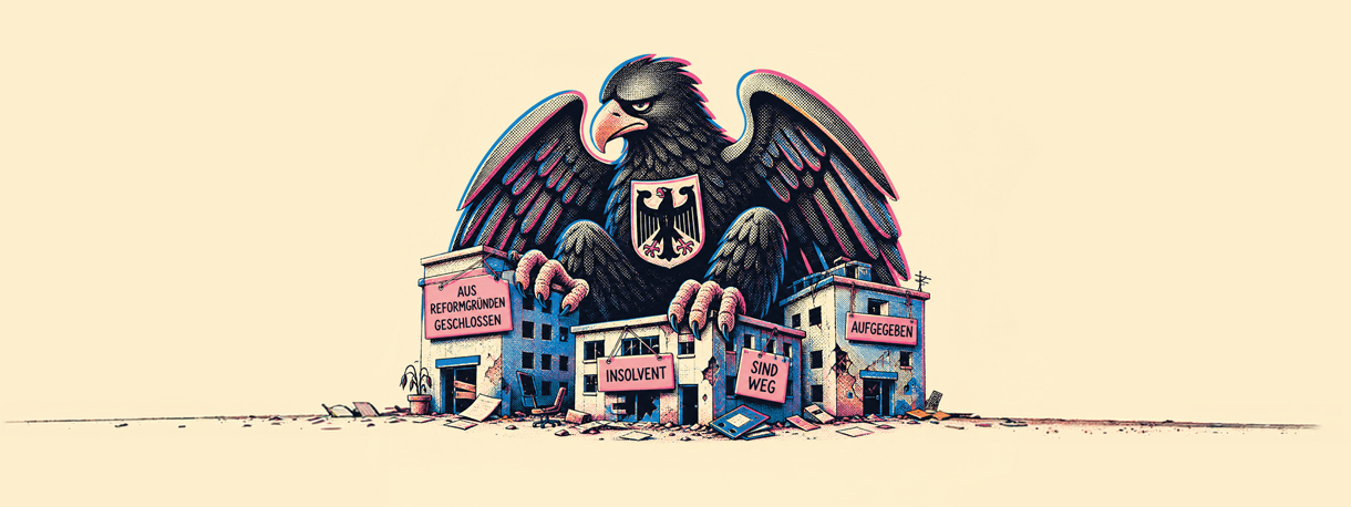 Effecten-Spiegel-Thema-der-Woche-Bundesadler-im-Comicdesign-auf-maroden-Gebaeuden